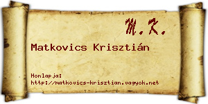 Matkovics Krisztián névjegykártya